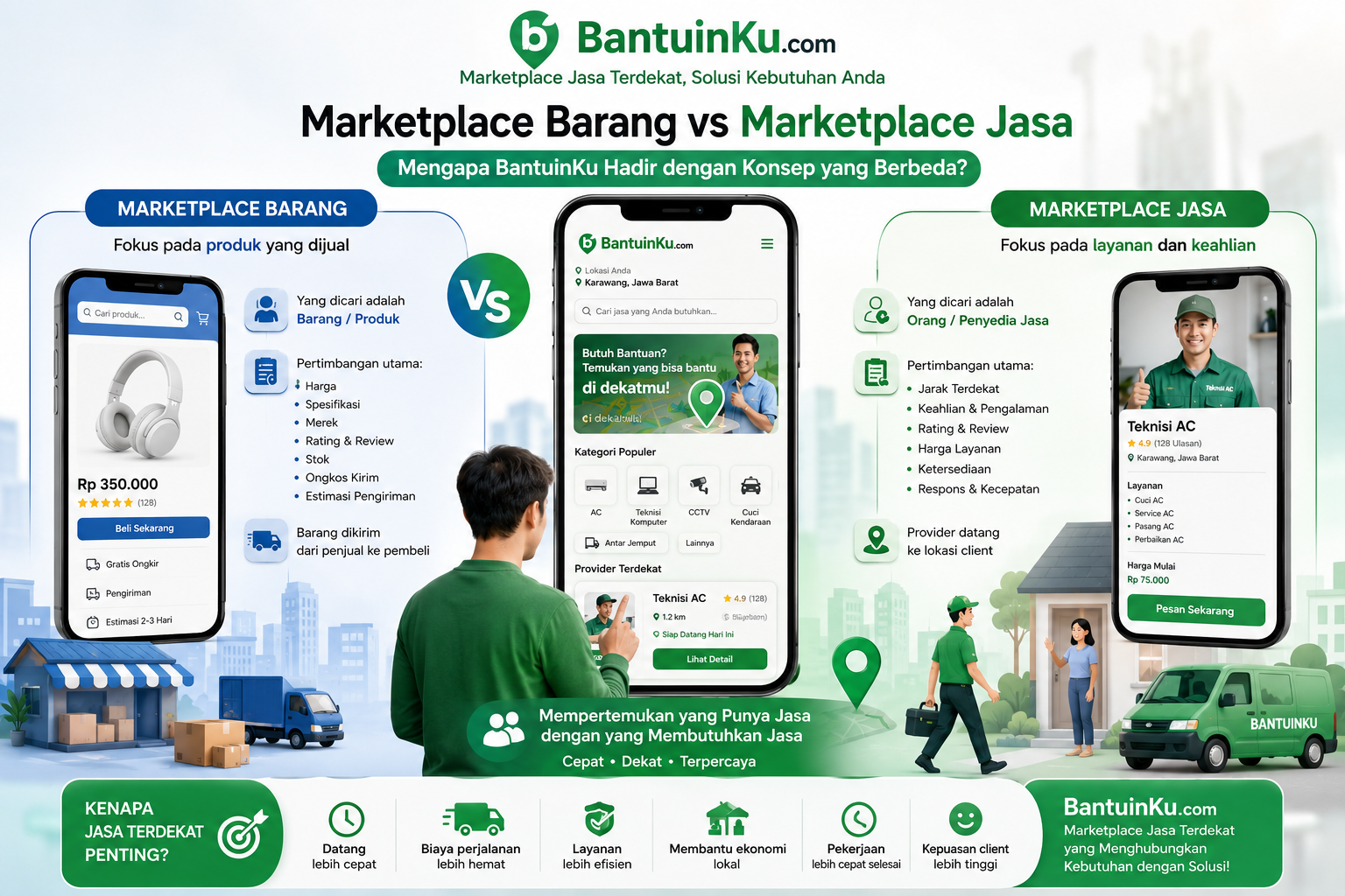 Marketplace Barang vs Marketplace Jasa: Mengapa BantuinKu Hadir dengan Konsep yang Berbeda?